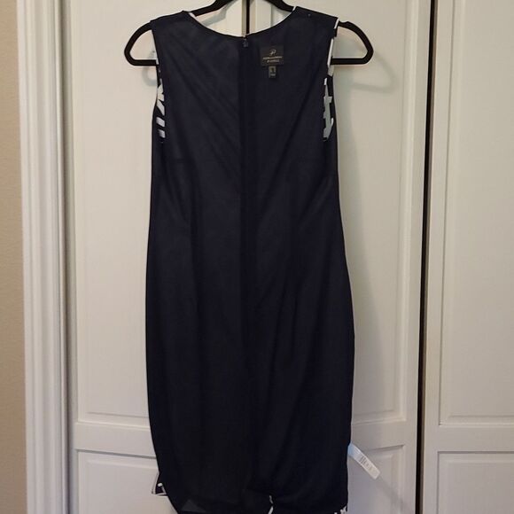 Adrianna Papell Navy and White sleeveless geometric print shift dress size 8 - Picture 11 of 12